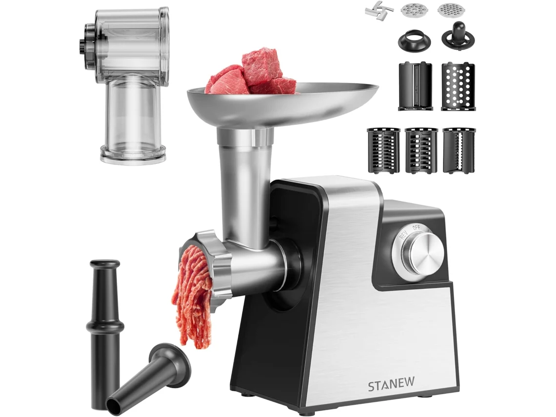 Picadora De Carne Eléctrica Stanew 2500w, 2 Velocidades Ajustables, 5 Cuchillas/2 Platos