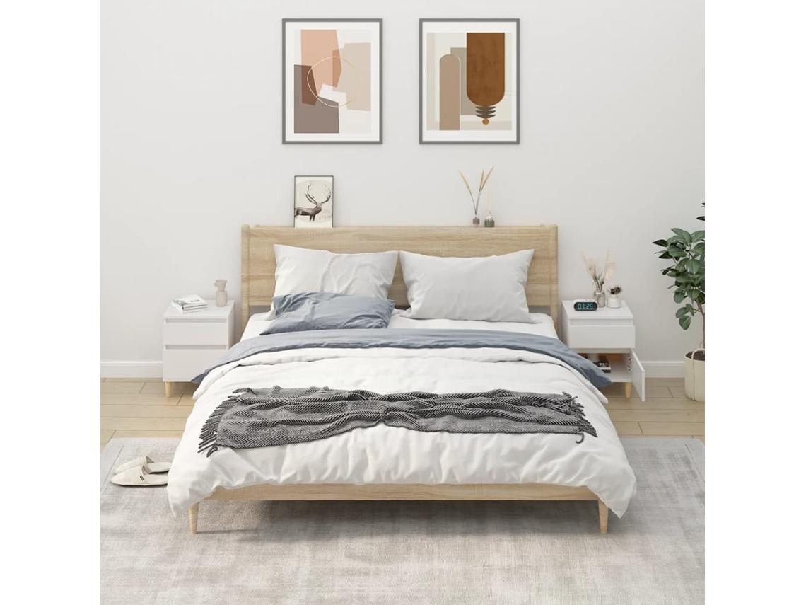 Mesitas de Noche 2 Pzs 40X35X50 Cm Blanco