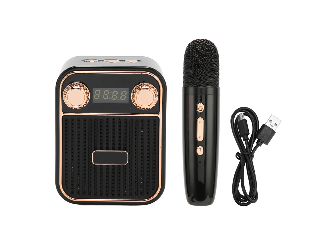 Máquina De Karaoke Portátil Bluetooth Con Micrófono, Sonido Estéreo Hifi, Mini Regalo Para Niños, Color Negro.