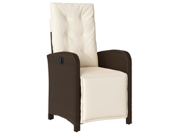 Silla de jardín reclinable con respaldo, mimbre, patas marrones, EXCLUSIVA DE LA CASA