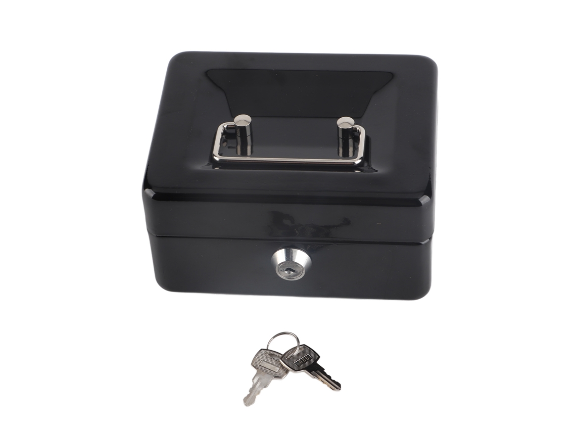 Minicaja De Seguridad Portátil De 15 Cm Con Cerradura De Seguridad Para El Hogar/oficina - Negra