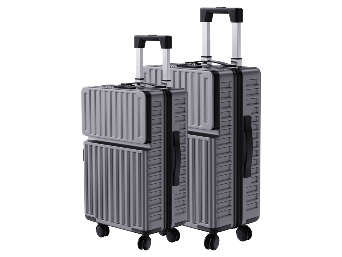 Set De 2 Maletas De Viaje Rígidas Abs Grises - Cabina 20" Y Mediana 24" - Ruedas 360º Y Cierre Tsa - Diseño Moderno Y Resistente