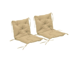 Juego De 2 Cojines Para Asiento, 98 X 50 Cm, Con Lazos, Funda De Tela De 8 Cm De Grosor, Color Caqui.