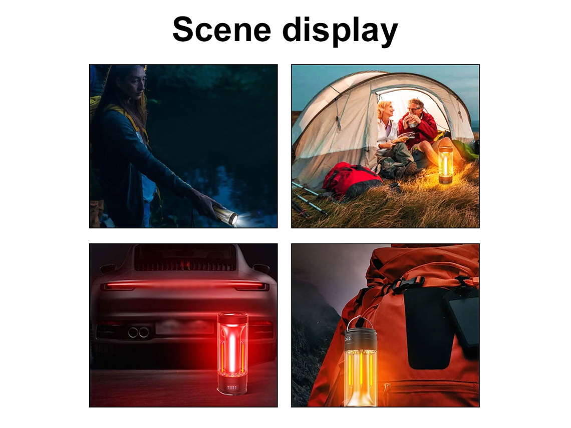 Linterna Led 3 En 1 Para Camping, Linterna Portátil, Linterna De Trabajo, Batería Recargable, Batería Externa Con 4 Modos De Luz Y Base Magnética.