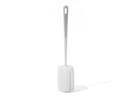 Cepillo de esponja Baok para biberones con mango largo, limpieza flexible de 360°, cepillo suave con orificio para colgar, blanco.