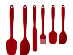 Juego JEIIBRZUI de 6 espátulas de silicona en color rojo en caja colorida