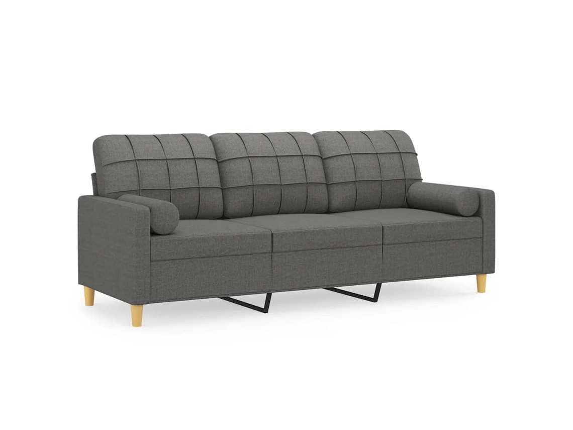 Maison Exclusive - Sofá De 3 Plazas Con Cojines Tela Gris Oscuro 180 Cm