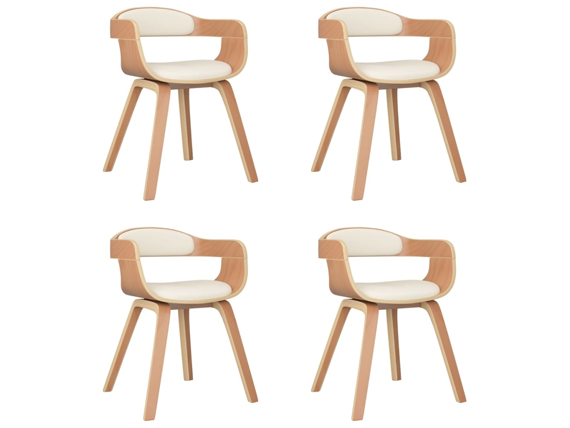 Maison Exclusive - Sillas De Comedor 4 Uds Madera Curvada Y Cuero Sintético Crema