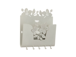 Llavero de pared Romeo 28x5x24 cm en hierro pintado marfil. Diseño moderno y decorativo con montaje en pared. Fabricado en Italia. Arti Mestieri.