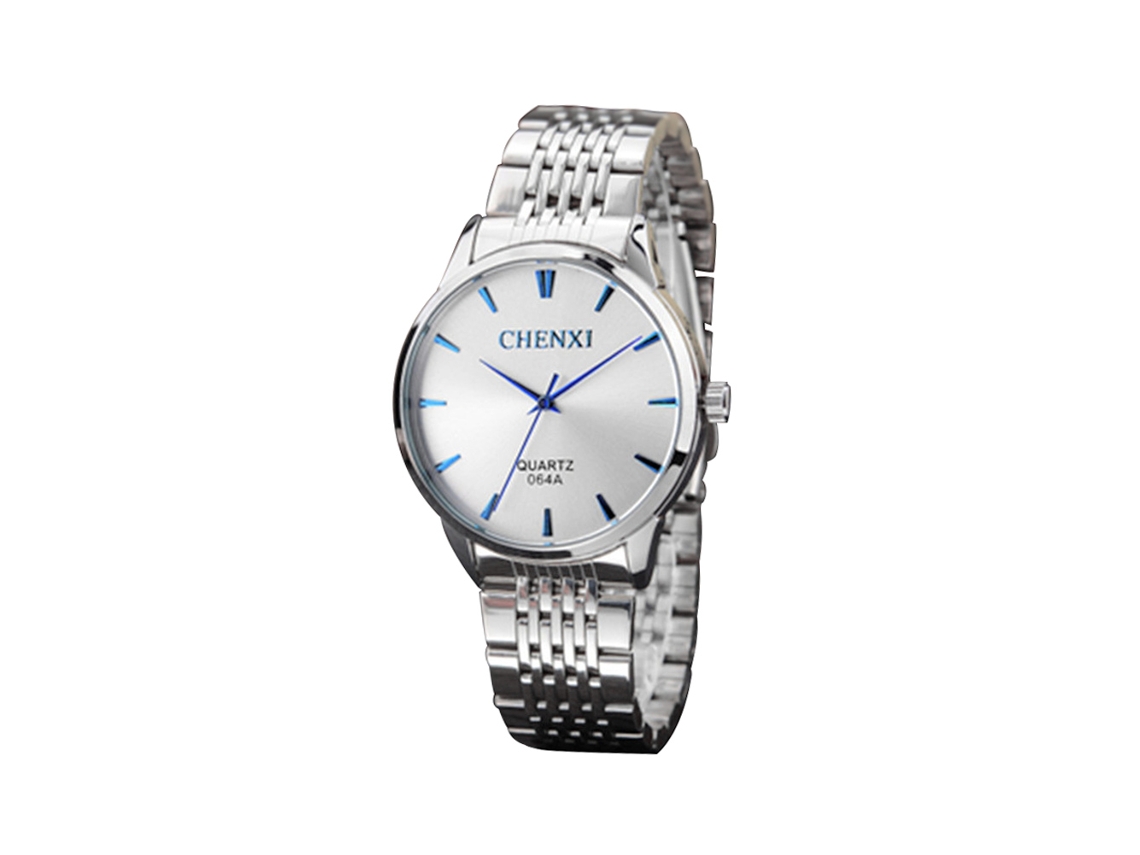 Reloj De Cuarzo De Metal Con Correa Ajustable Moda Empresarial Para Hombres Blanco