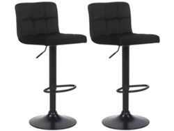 Juego de 2 taburetes de bar Feni de terciopelo negro CLP