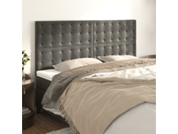 Cabeceros 4 Unidades De Terciopelo Gris Oscuro 90x5x78/88 Cm