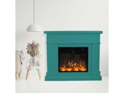 Fuego Roberta Turquesa 1500w Chimenea De Pared Con Mando a Distancia Marco y Quemador Turquesa
