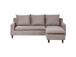 Sofá De Esquina Beliani Elvenes De Veludo Creme 206x140x69
