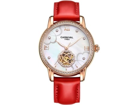 VEANXIN Reloj impermeable con correa de cuero para mujer con diamantes de imitación-Banda de oro blanco y rosa