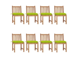 Sillas de jardín DKD Home Decor de 8 piezas con cojines, madera maciza de teca
