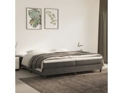 Cama Box Spring Con Colchón Terciopelo Gris Oscuro 200x200 Cm