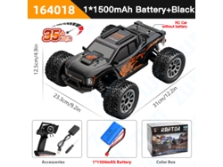 Coche todoterreno RC 1/16 4x4 con luz LED, alta velocidad, control remoto, escalada para niños, negro Aeuzwr