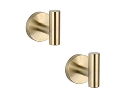 Ganchos de baño Linjou 2026 de acero inoxidable 304, acabado dorado mate para montaje en pared, paquete de 2