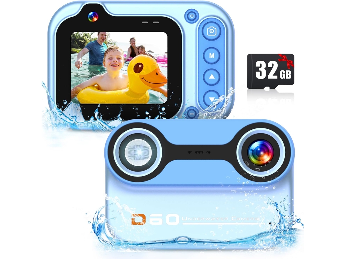 Cámara Infantil Sumergible De 3 Metros Con Doble Lente, 26 Mp, Para Selfies, Regalo Ideal Para Niños De 3 A 12 Años (azul).