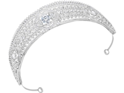 Corona Nupcial Blanca Con Diamantes De Imitación - Tiara Elegante Para Bodas