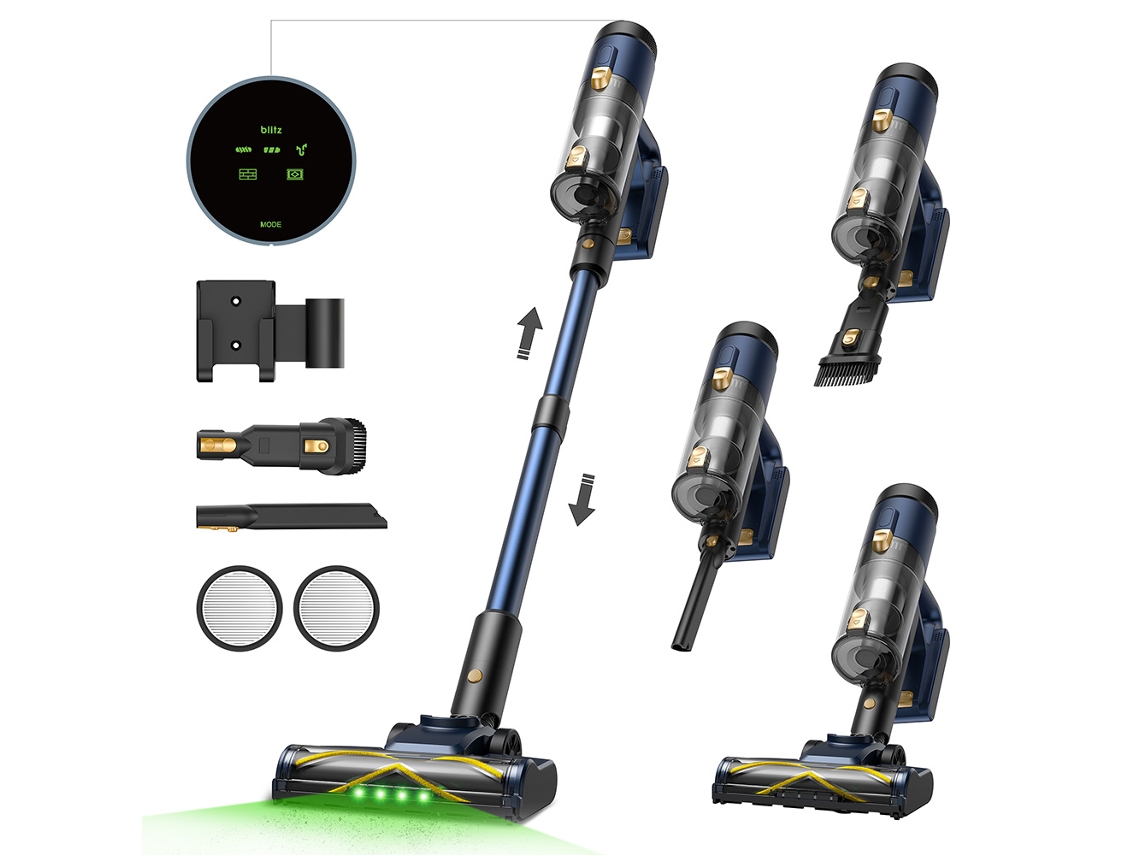Aspiradora inalámbrica Vactidy V12 de 50 000 pa, 2 en 1, succión en seco y húmedo, batería de 50 min, 450 w, LED, detección de polvo (verde)