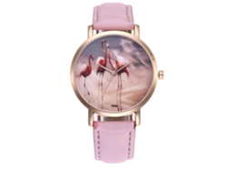 Relógio De Pulso Para Homens E Mulheres, Relógio De Quartzo Com Pulseira De Couro Casual Rosa