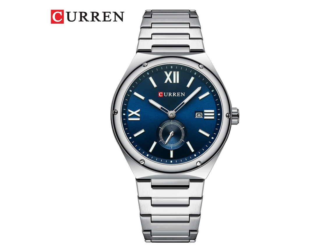 Reloj De Cuarzo De Dos Manecillas, Resistente Al Agua, Con Brazalete De Acero Inoxidable Y Pulsera Informal Para Hombre (azul Plateado).