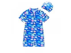 JILLIOPER Traje de baño de una pieza para bebés y niños pequeños con secado rápido, ligero y con protección solar, protector solar de tela suave con cremallera 