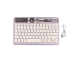 Teclado Bluetooth Retrô Ultra Fino Luzes Rgb Sem Fio Mini Portátil Para Viagens E Negócios Roxo