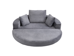 Sofá Cama Plegable 173x176 Cm - Modular, Cojines Incluidos, Tapizado En Terciopelo De Pana - Gris