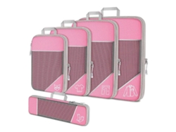 Juego De 5 Maleta Cubos De Embalaje De Compresión Organizador De Equipaje De Viaje Embalaje Cubos Extensibles CHRUI Rosa