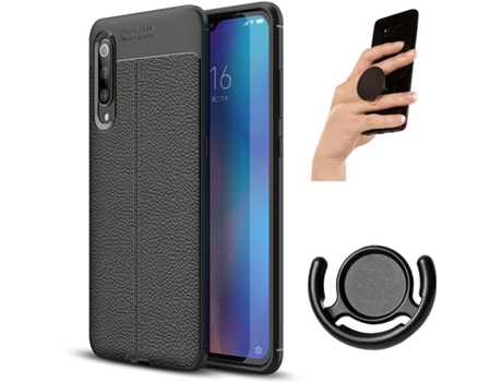 Carcasa, Popsocket y Soporte Xiaomi MI 9 Rugged Leather Negro