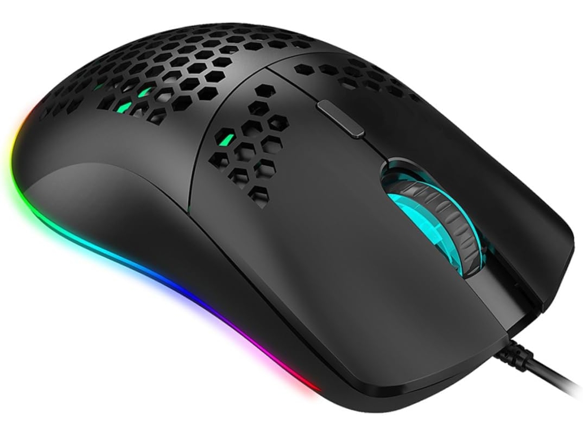 Ratón Juegos Rgb Diseño Orificios Led Programables Pc Negro