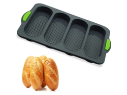 Molde De Silicona Para Pan Francés Y Panchos Con 4 Cavidades Antiadherente Y Manijasseguras