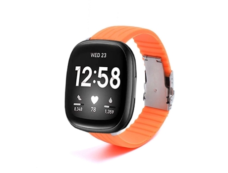 Correa Silicona Stripe Adaptable Fitbit by Google Versa 3 Naranja