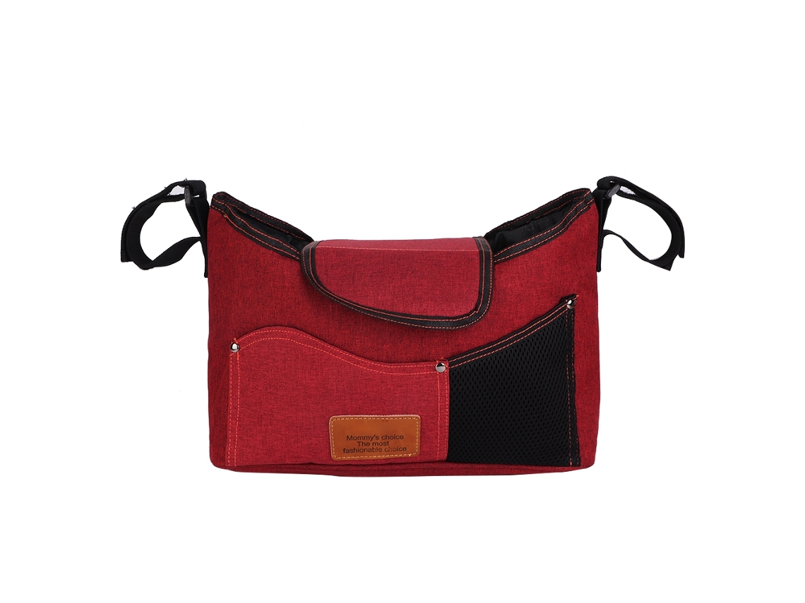 Bolsa Organizadora Colgante De Gran Capacidad Para Cochecito Con Compartimento Para Biberones - Roja