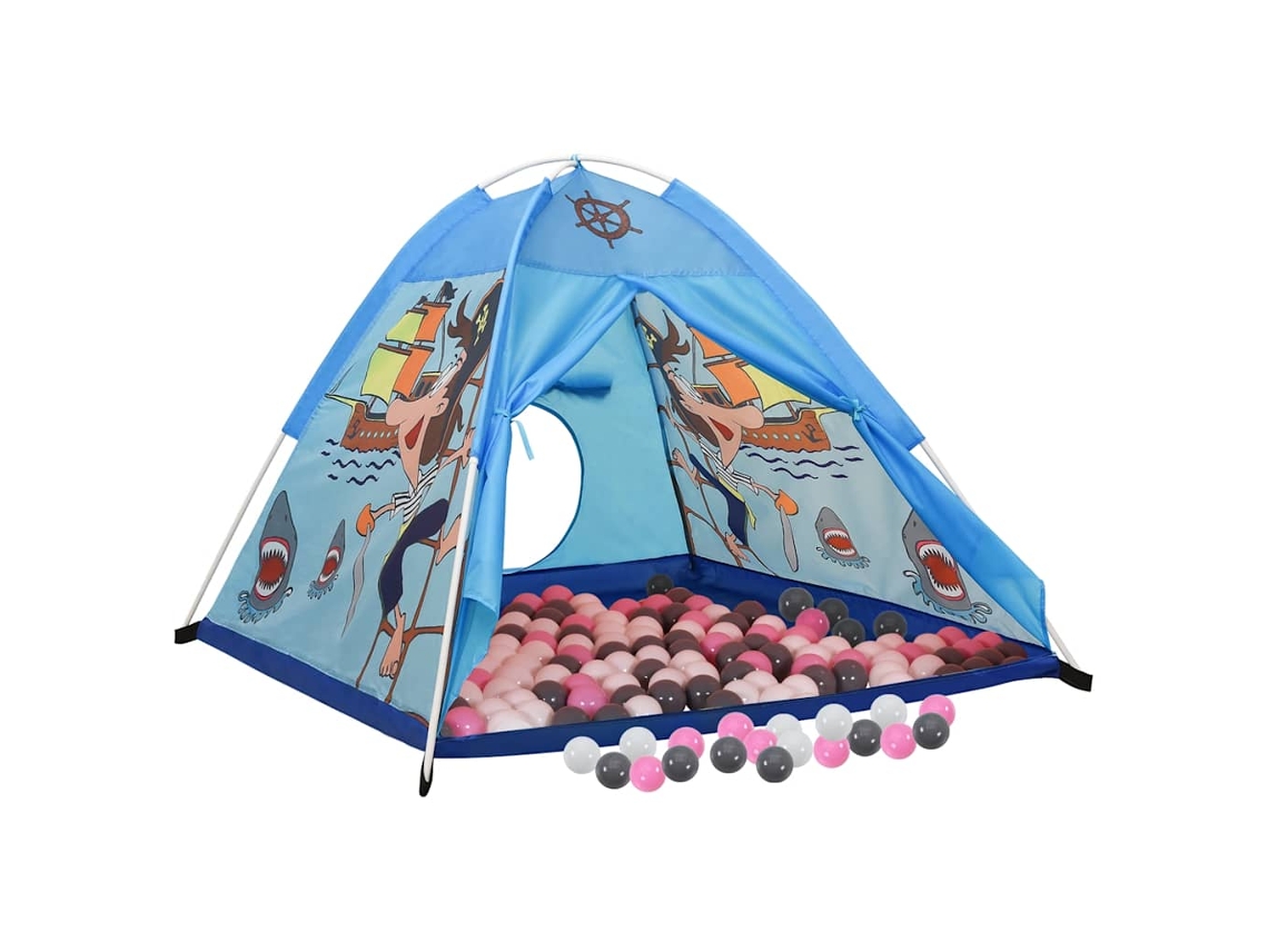 Tienda de juegos infantil con 250 pelotas, 120x120x90 cm, azul
