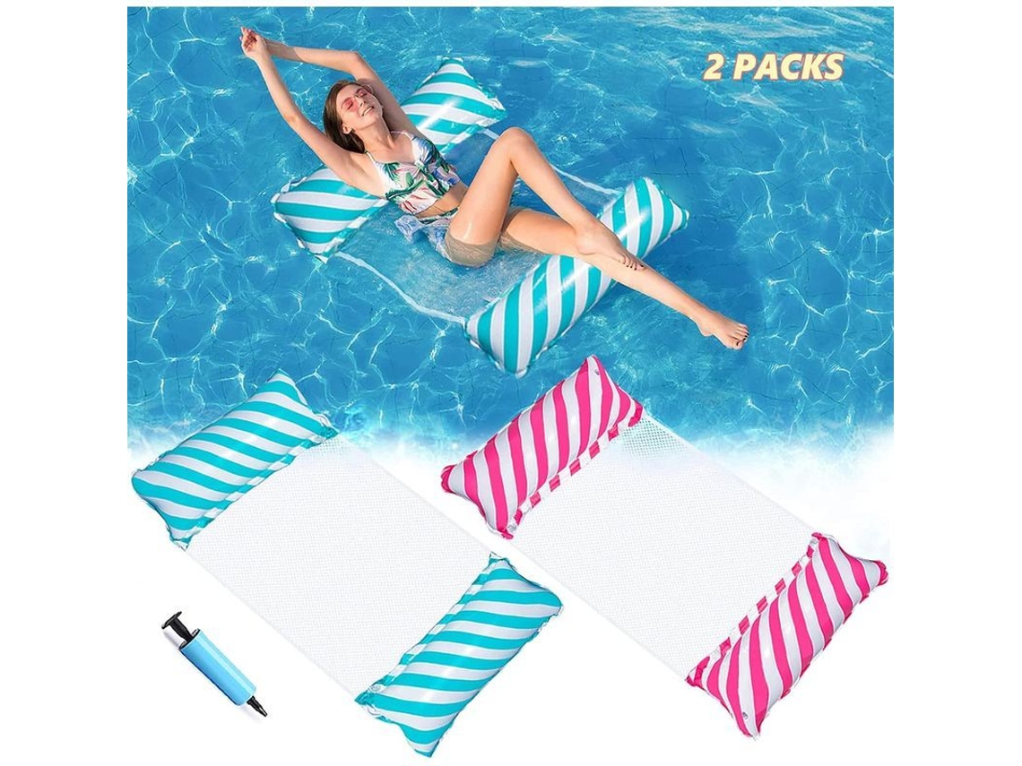 Juego De 2 Hamacas Flotantes, Hamacas Inflables 4 En 1 Para Piscina, Ligeras Y Plegables.