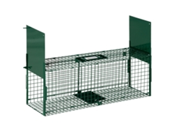 Gaiola Captura Animais, 2 Portas, Metal, Alça, Coelhos, Visons, Raposas Pequenas, 80x25x30 Cm, Verde Escuro | S/MARCA