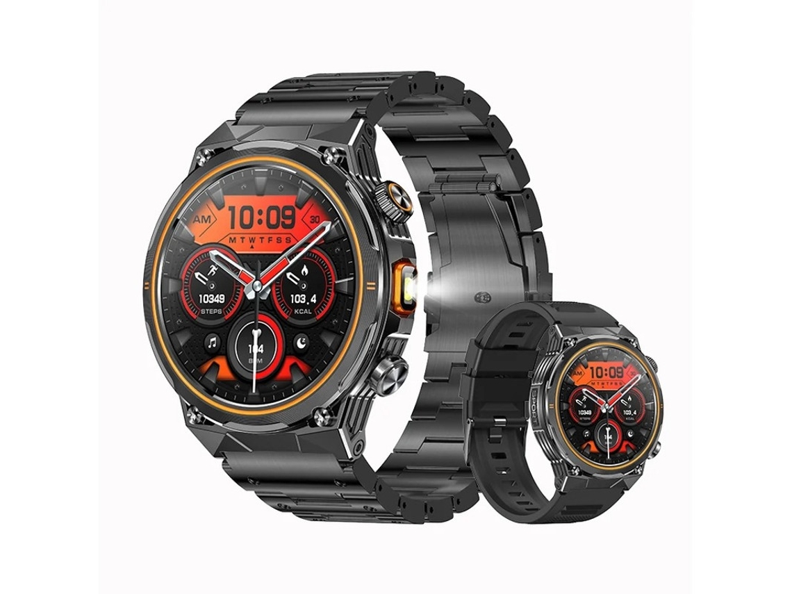 Reloj inteligente Bestvite Ak81 con linterna para deportes al aire libre (negro)
