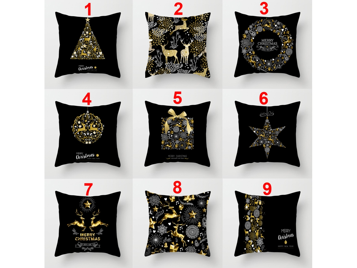 Serie de Funda Decorativa de Almohada Serie de Navidad Negra