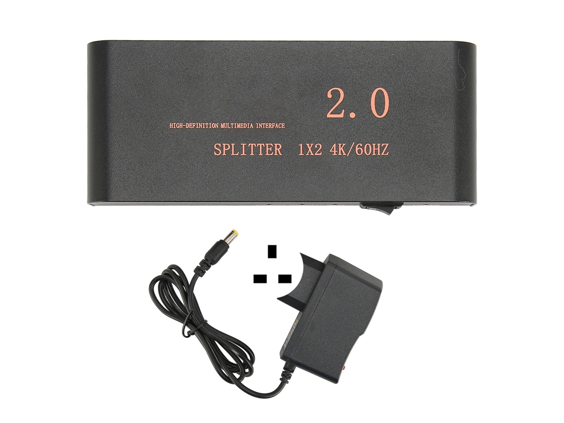 Divisor De Interfaz Multimedia Hd 1x2 4k 60hz 18.2gbps Distribuidor 100-240v Enchufe Británico