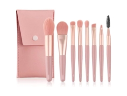Juego De 8 Brochas De Maquillaje Con Pelo De Cabra, Nailon Y Plástico Para Ojos, Boca Rosa Adulto