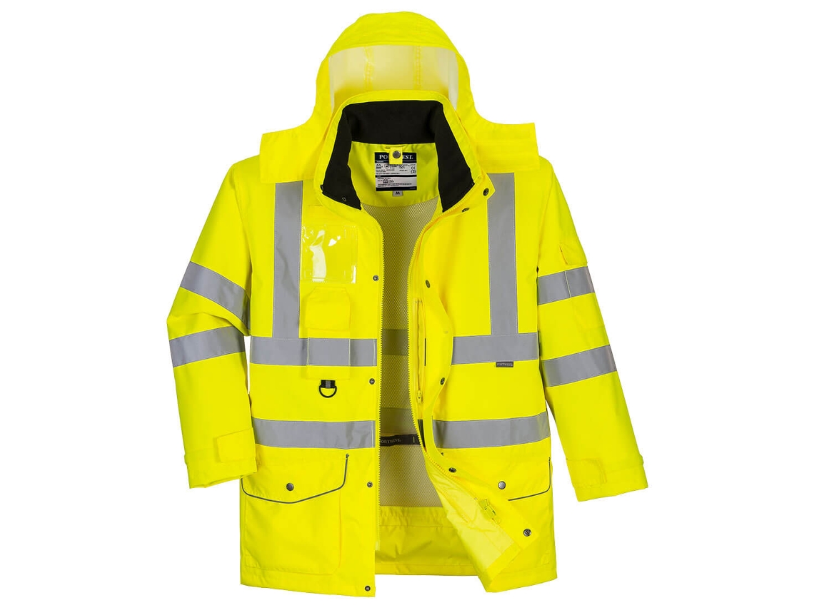 Chaqueta de tráfico transpirable de alta visibilidad Portwest 7 en 1 / Amarilla / L