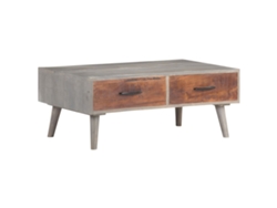 Mesa de Centro Apoyo 100X60X40 cm Mango Macizo Rugoso Gris