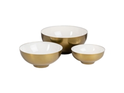 Cuenco 30 x 30 x 14 cm Dorado Blanco Hierro (3 Unidades)