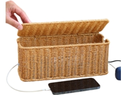 Cesta Para Estación De Carga - Caja Para Gestión De Cables Con Tapa - Organizador De Cables Trenzado, Regletas