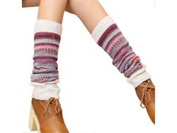 2026-calcetines Largos De Punto Étnico Con Estampado Rayado, Puños Ribeados, Para Mujer, Otoño Invierno, 43cm