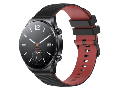 Correa de reloj inteligente para Xiaomi Watch S1 Correa de reloj de silicona a cuadros de dos colores de 22 mm (negro + rojo)